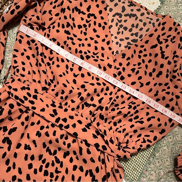 Pink and black elastic waist dress / brushy brushstroke leopard cheetah animal - Picture 7 of 9